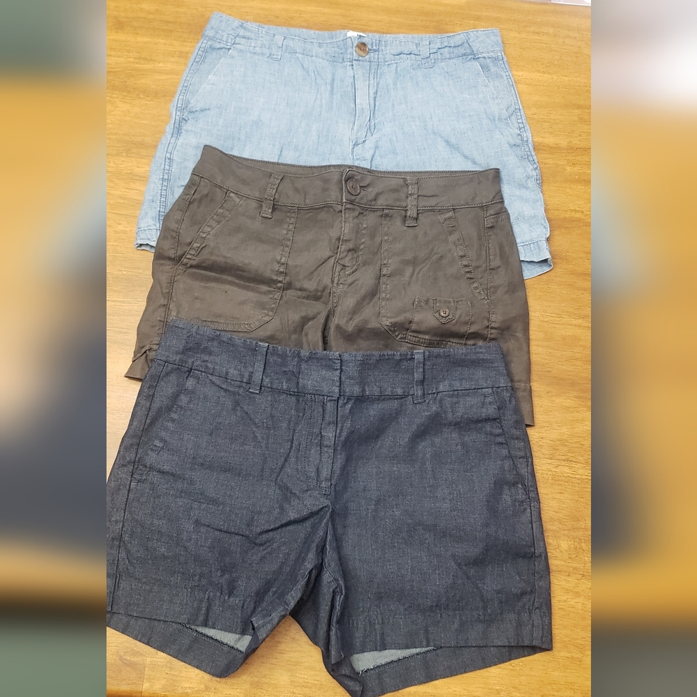 3 Pc Stylish Women's Shorts Set Sz-4  Blue, Brown, Denim  Pockets 4in Inseam